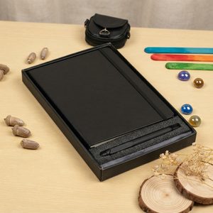 Luxury Black PU Velvet Cover Case Bound 192 Pages Notebook <b>Diary</b> Metal Pen Set Executive Office Stationery Box Corporate Gift - Product Image 4