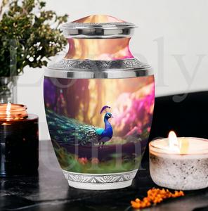 Elegante urna con motivo de pavo real para cenizas, urna conmemorativa para cenizas humanas, recuerdo decorativo, tributo. - Product Image 4