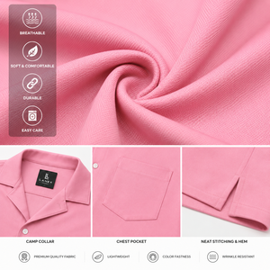 Chemise Hawaïenne Rose pour Homme en Gros, Imprimée sur Mesure, Col Camp, Boutonnée, Légère en Polyester, pour Vacances Tropicales et Plage, OEM - Product Image 5