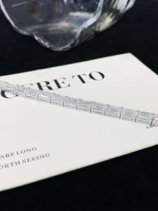 <b>Emerald</b> Cut Moissanite Gold Plated Flower Design Hip Hop Tennis Bracelet Channel Setting Classic Wedding Jewelry Anniversary - Product Image 4