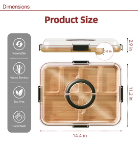 Cajas de Aperitivos de Estilo Moderno, Caja de Aperitivos de Madera de Lujo con Tapa, Cajas de Charcutería Multifuncionales Portátiles de Bambú - Product Image 6