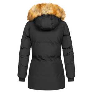 Veste matelassée à capuche zippée pour femme, style streetwear, coupe-vent, longue, chaude, pour l'extérieur, hiver, parka isolée avec logo personnalisé - Product Image 6