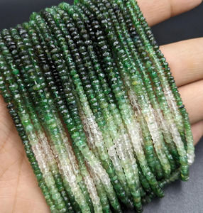 Perles Rondelles de Saphir Naturel et Émeraude, Qualité AAA, Facettées, Vert Ombré, 3mm, Fil de 15 Pouces, Gemmes Colombiennes LUSTRE, Fournisseur en Gros - Product Image 1