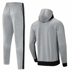 Men's Gray Hooded <b>Zip</b>-Up <b>Sweatshirt</b> Full Sleeve Solid Color Casual Autumn Wear Regular Fit 100% Polyester - Product Image 2