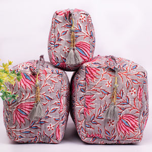 Bolsa de Maquillaje Acolchada Grande, Ecológica y Hecha a Mano, con Estampado Floral, para Viajes, Portátil, Lavable, para Mujer - Product Image 2
