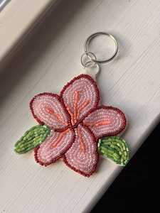 Porte-clés multicolore en forme de fleur de fraise avec perles de verre, thème nature, breloque pour sac à main, accessoires de sac à dos, fermoir mousqueton - Product Image 5