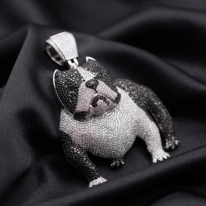 Colgante de Diamantes de Lujo de Alta Calidad con Diseño de Bulldog de Dibujos Animados, Joyería Hip Hop, Accesorios Unisex para Fiestas y Ropa Urbana, Plata - Product Image 3