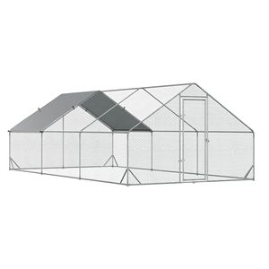Grande Pollaio in Metallo Zincato 10x20 Nuovo Recinto Esterno per Galline Ovaiole e Conigli Colore Argento - Product Image 1