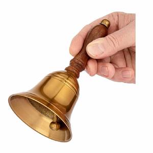 Campana de Mano de Latón Dorado de Alta Calidad con Mango de Madera, Campana para Aula Escolar, Campana de Servicio de Mesa, Campana para Cena, para Recepción de Hotel - Product Image 2