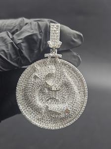 Colgante de Plata 925 Personalizado Estilo Hip Hop con Moissanita VVS, Colgante Iced Out, Colgante Bling Bust Down para Raperos, Regalo de Cumpleaños para Él - Product Image 5