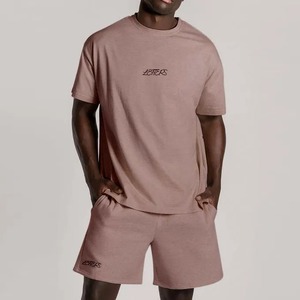 Ensemble de t-shirts deux pièces surdimensionnés en coton 100% de haute qualité pour hommes et femmes, épaules tombantes, poids lourd, séchage rapide, streetwear personnalisé pour l'été - Product Image 2