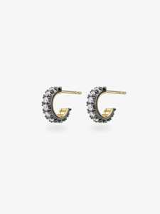 Sparkling Diamond <b>Hoop</b> <b>Earring</b> Pave Set Solitaire Daily Wear Blackened Rhodium 10k 14k 18k Gold Half Circle Modern Luxury Huggie - Product Image 4