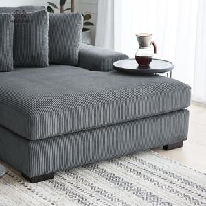 Sofa sudut korduroi mewah, Set Sofa Modular mudah dirakit 1P + - Product Image 4