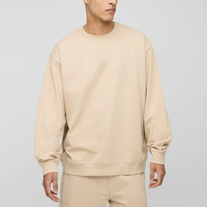 Autumn Winter 420g Solid Color <b>Thin</b> Plus Size Mens Sweatshirt American Casual Vintage Loose Round Neck Men's Sweatshirts - Product Image 1