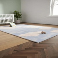 Tapis pour enfants à motif nuage doux, tufté à la main, bleu ciel, en peluche, tapis de sol confortable pour chambre d'enfant et salle de jeux