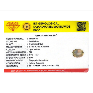 พลอยแซฟไฟร์สีเหลืองทรงรี 3 กะรัต สำหรับเครื่องประดับชั้นดี - Product Image 4