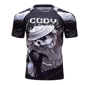 Rashguard OEM ODM Rash Guard Men Sublimation <b>Printed</b> Spandex Bjj Rash Guard Gym <b>Surfing</b> Diving Rashguard Compression Shirt - Product Image 6