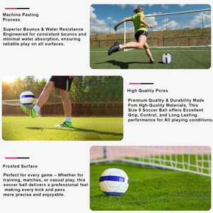 Balón de Fútbol Azul y Morado, Talla 5, Entrenamiento Clásico, Ecológico, Duradero, con Cámara de Goma, Empaquetado en Cartón, para Uso en Exteriores - Product Image 4