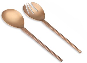 Servidores de Ensalada de Metal Color Oro Rosa de Alta Calidad, Tenedor y Cuchara para Ensalada de Alta Calidad para Banquetes de Boda y Presentaciones de Fiestas - Product Image 3
