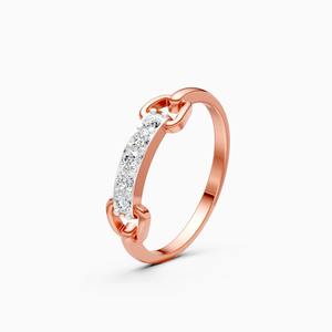 Anillo de barra con cadena de diamantes cultivados en laboratorio de 0.19 quilates en oro amarillo, blanco y rosa de 9 quilates - Product Image 2