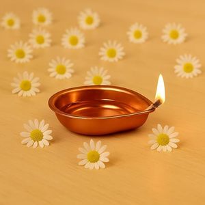Premium <b>Copper</b> Diya Oil Lamp for Puja Traditional Handmade Deepak for Home Temple Festive Decor - Product Image 2