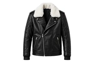 Chaqueta de Cuero Genuino Marrón Vintage para Hombre, con Cuello Camisero y Cierre de Cremallera, Estilo Motero - Product Image 2