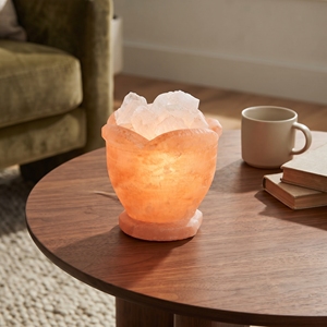 Lámpara de Sal Rosa del Himalaya Hecha a Mano con Cristales Blancos, Decoración Natural para el Hogar - Product Image 6