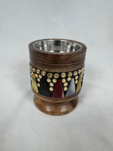 เชิงเทียนไม้ทำด้วยมือพร้อมอัญมณีสไตล์ทางศาสนาฝังเรซิ่นและหินตกแต่งบ้าน - Product Image 2