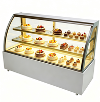 Vitrine réfrigérée commerciale incurvée en verre de 1,5 m pour gâteaux, 3 niveaux, 538 L, refroidissement par air, pour boulangerie, pâtisserie et desserts