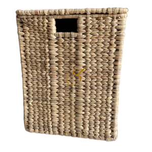 Panier à linge/jouets en jacinthe d'eau avec couvercle - Structure en rotin - Hauteur 46 cm - Fait main - Product Image 4
