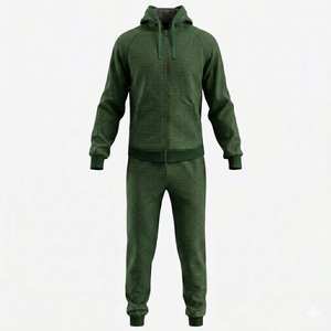Men's Solid <b>Black</b> Hooded Tracksuit Full Zipper Casual Jogger <b>Pants</b> Set Breathable Cotton Regular Fit Autumn Wear - Product Image 4