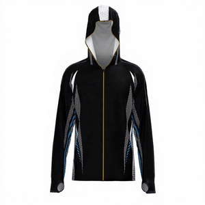 Chaqueta de Pesca con Capucha Unisex para Adultos, UPF 50, Impermeable, Anti-UV, Camuflaje, Impresión por Transferencia Térmica Frontal, Estampado Geométrico, Cremallera Completa - Product Image 1