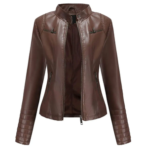 Veste en cuir sur mesure pour femme, style motard vintage, en cuir PU premium respirant, vêtement d'extérieur tendance pour l'hiver, moto - Product Image 2