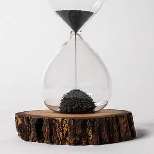 <b>Art</b> Deco Brass Rotating <b>Sand</b> Timer Handmade on Wood Base Black <b>Sand</b> Design for Anniversary - Product Image 3