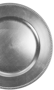 Silver Beaded Rim Charger Plate Wholesale Metal Service Plate Decorative Underplate for Wedding Banquet Tableware Event Decor - Product Image 6