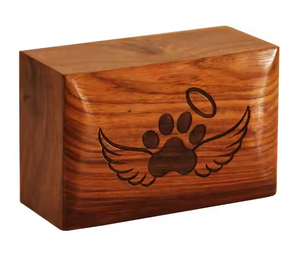 Urnes funéraires pour animaux de compagnie en bois de rose, fabriquées et sculptées à la main aux États-Unis, avec des pattes gravées, 50 pouces cubes, par Falah International - Product Image 4
