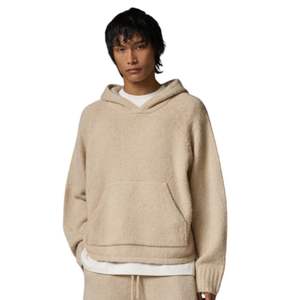 Sudadera con Capucha de Punto Bouclé para Hombre, Sudadera con Capucha Elegante y Cómoda con Bolsillo Delantero, Sudadera de Punto Premium en Color Piedra - Product Image 4