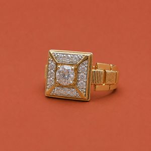 Anillo Cuadrado de Plata S925 con Incrustaciones de Moissanita, Estilo Hip Hop, para Hombre, Regalo para Fiesta o Boda - Product Image 2