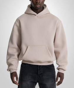 Sweat-shirts personnalisés OEM pour hommes, 380 GSM, épais, 100% coton, logo streetwear, coupe ample, à carreaux, sans doublure, avec poches kangourou, coupe carrée - Product Image 1