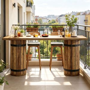 Tavolo Alto Pieghevole per Bar, Arredamento per Interni/Esterni, Casa, Seminterrato, Hotel, Giardino, Feste, con Base a Gamba - Product Image 4