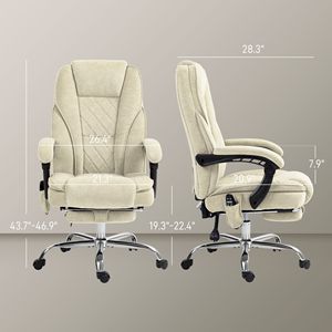 Sedia da Ufficio Reclinabile Riscaldata con Altezza Regolabile e Poggiapiedi, Poltrona Direzionale Beige con Massaggio su Base in Nylon, Materiale PP - Product Image 3