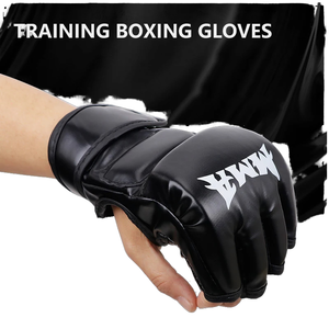 Gants de <span class=keywords><strong>combat</strong></span> MMA et <span class=keywords><strong>UFC</strong></span> de qualité supérieure, durables, en cuir, pour l'entraînement et la boxe, avec bandage de poignet pour le fitness et le grappling - Product Image 5