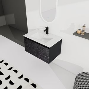 Mobile bagno sospeso da 30 pollici con lavabo in ceramica e anta con chiusura ammortizzata, kit di montaggio (KD) - Product Image 2