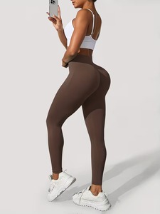 Seamless Ruched Booty Lifting Yoga Pants <b>for</b> <b>Women</b> | Lightweight Polyester Spandex Gym Tights | Trendy Squat-Proof <b>Leggings</b> - Product Image 1