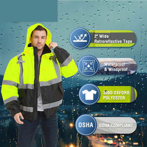 Veste de travail unisexe haute visibilité en polyester réfléchissant certifiée CE, rose avec bandes sur le capuche - Product Image 6