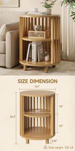 Modern Round Wooden <b>Bedside</b> <b>Table</b> Nightstand Cabinet with Display Shelves for Bedroom Living Room Housewarming Tabletop Use - Product Image 2