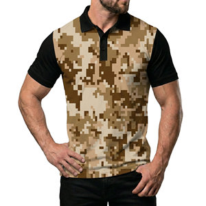 Chemises polo camouflage personnalisées pour hommes, manches courtes, bicolores, tricotées, prix de gros, vêtements de sport pour hommes - Product Image 1