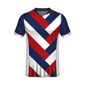 Camiseta de Fútbol a Rayas para Niños, Manga Corta, Blanca, Roja y Azul Marino, Cuello Redondo, Poliéster que Absorbe la Humedad, Ropa Infantil para Todas las Temporadas - Product Image 6