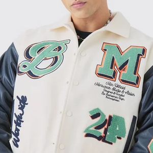 Blouson Bomber Classique en Laine Style Sportif pour Homme, Teint en Pièce, Personnalisable, Léger, Respirant, Hiver, Un Seul Bouton - Product Image 4