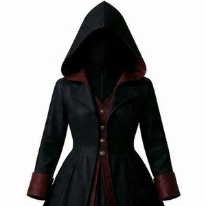 Abrigo con Capucha de Lana Gótico para Mujer - Abrigo Largo Medieval Victoriano Único Bicolor Más Vendido - Product Image 5